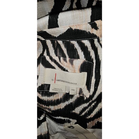 New By Anthropologie Printed Wrap Long Sleeve Mini Dress $148 PLUS 16W B and W - Picture 5 of 5